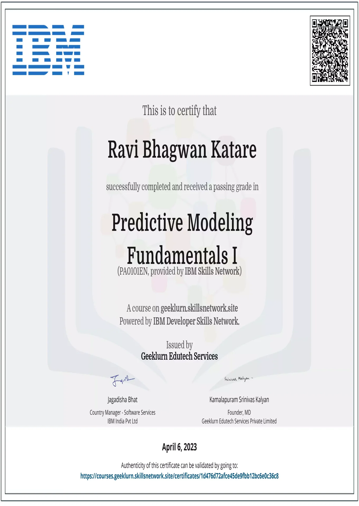 ibm-skills-network-pa0101en-certificate-geeklurn-predictive-modelling-101
